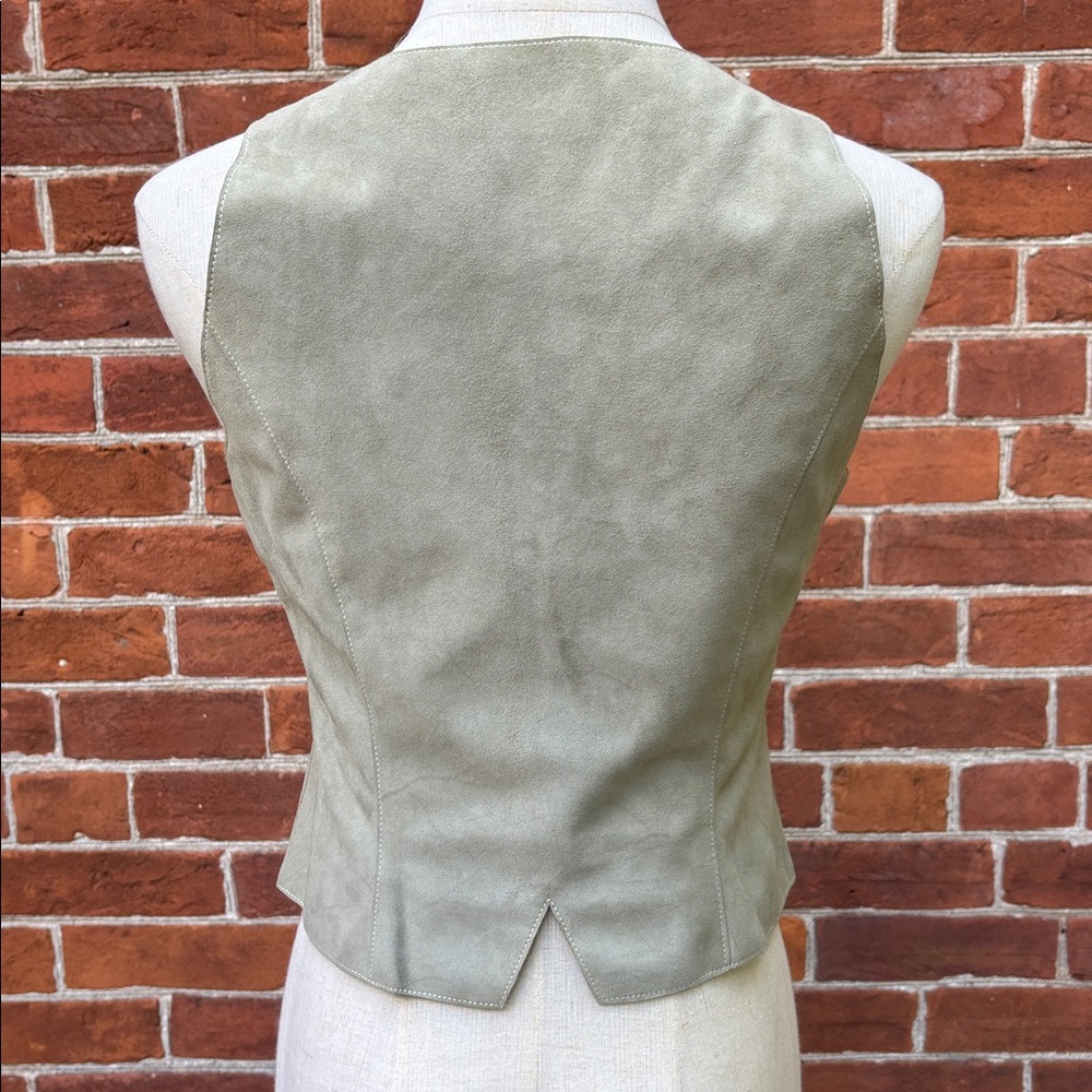 Chanel Goat Leather Silk Sage Green Women's Pantsuit Vest Set - Picture 9 of 16